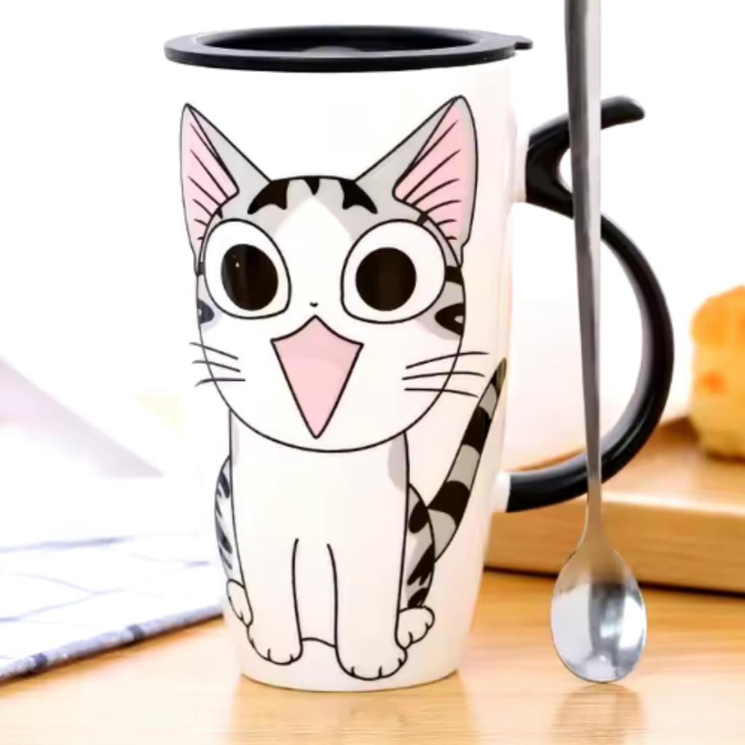 Taza con dibujo gatuno