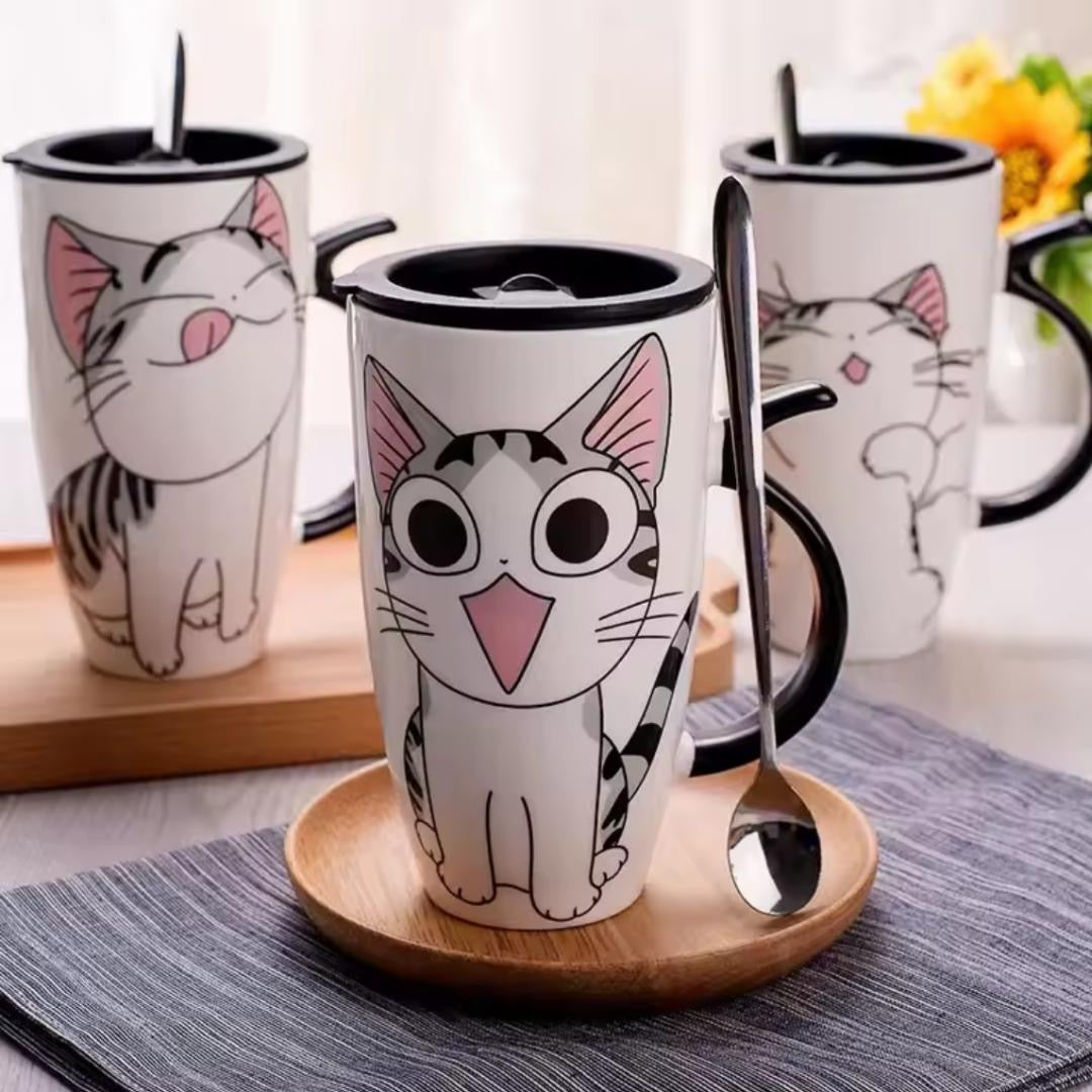 Taza con dibujo gatuno