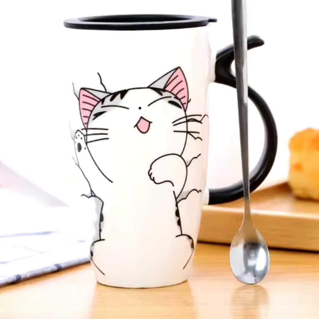 Taza con dibujo gatuno