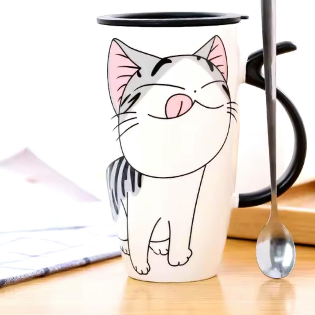 Taza con dibujo gatuno
